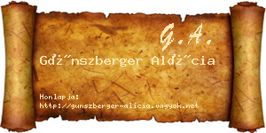 Günszberger Alícia névjegykártya
